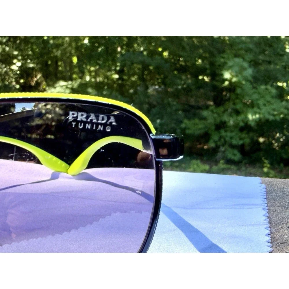Prada Linea Rossa PS 50YS Sunglasses Matte Black Neon Yellow Aviator 62mm W/ COA